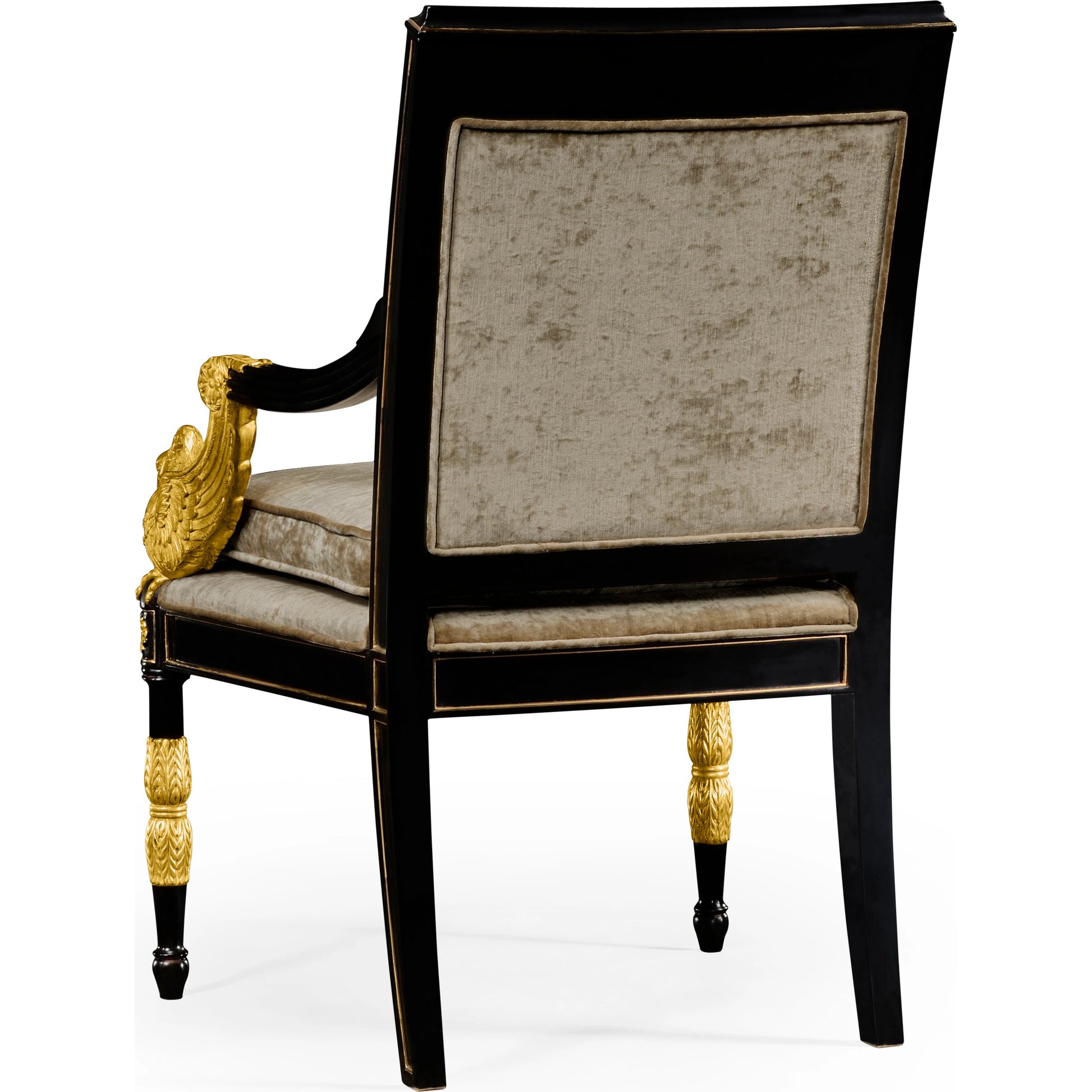 Tribeca Swan Arm Chair by Jonathan Charles in black and painted formal black. Made from acacia in a traditional style.