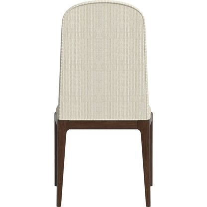 Verge Upholstered Side Chair (Set of 2) by A.R.T. Furniture in beige and handcrated walnut. Made from parawood solids in a traditional style.