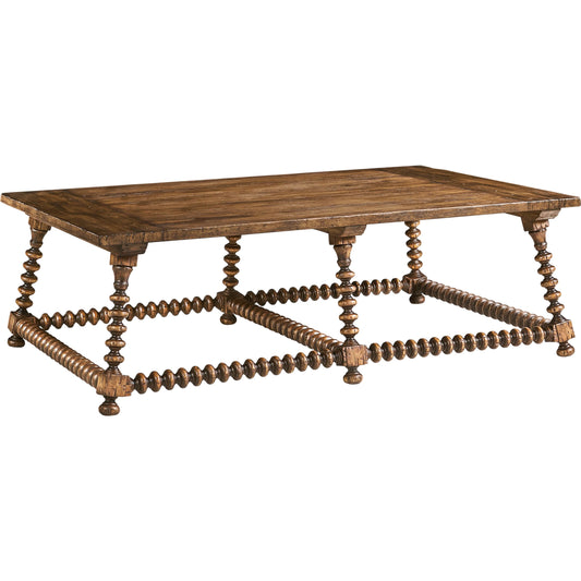 Tamarisk Cocktail Table by Jonathan Charles in medium spain walnut. Made from acacia in a traditional style.