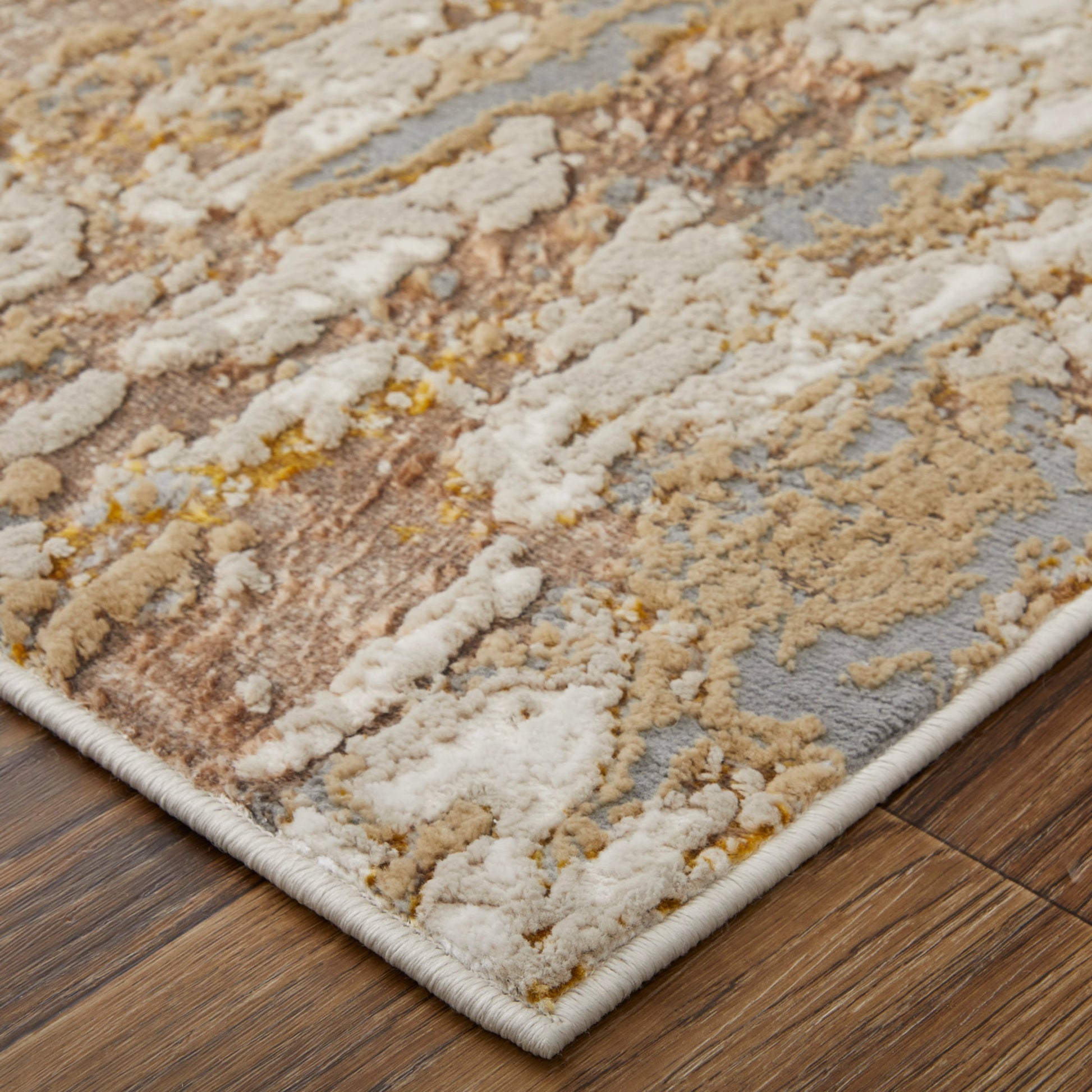 Aura Rug - 39LMF by Feizy in ivory, gold, brown. Made from polyester, polypropylene in a unique style.