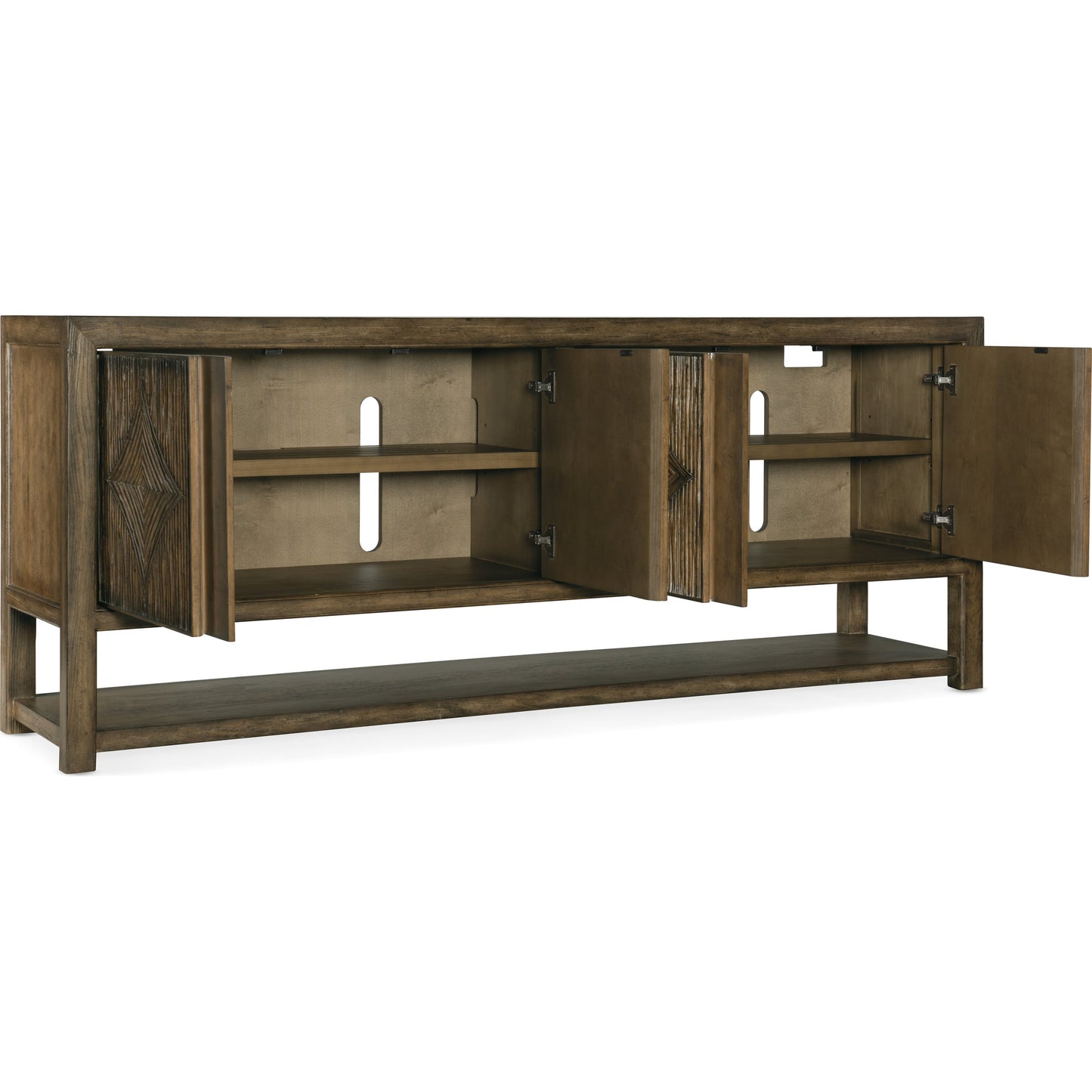001 SI-1749798 | Additional Silo | Sundance Entertainment Console by Hooker Furniture in cliffside. Made from pecan veneers, resin, solid-wood edge top in a traditional style.