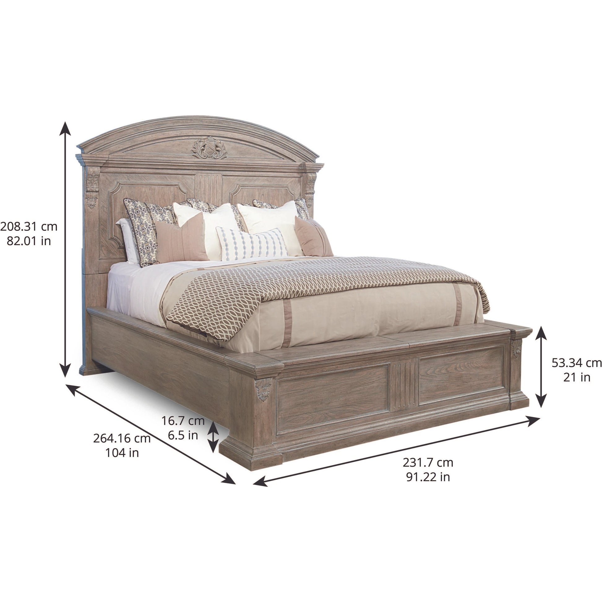 Arch Salvage Chambers Panel Bed by A.R.T. Furniture in brown and parch. Made from parrawood solids, cathedral elm veneers in a cottage & farmhouse style.
