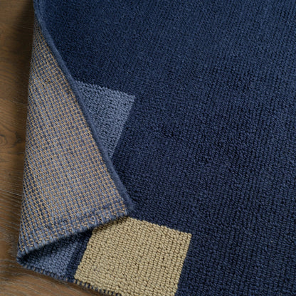 Woven Construct​ WVC02 Rug by Jaipur Living in blue, yellow, gold. Made from 65% wool 35% cotton in a unique style.