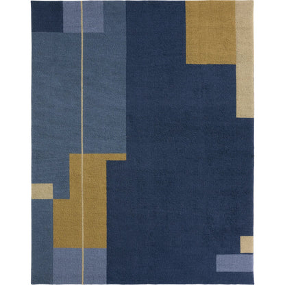 Woven Construct​ WVC02 Rug by Jaipur Living in blue, yellow, gold. Made from 65% wool 35% cotton in a unique style.