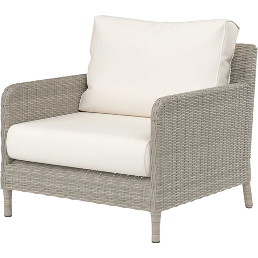 Manhattan Outdoor Club Chair by Sunset West in gray. Made from resin wicker in a modern style.