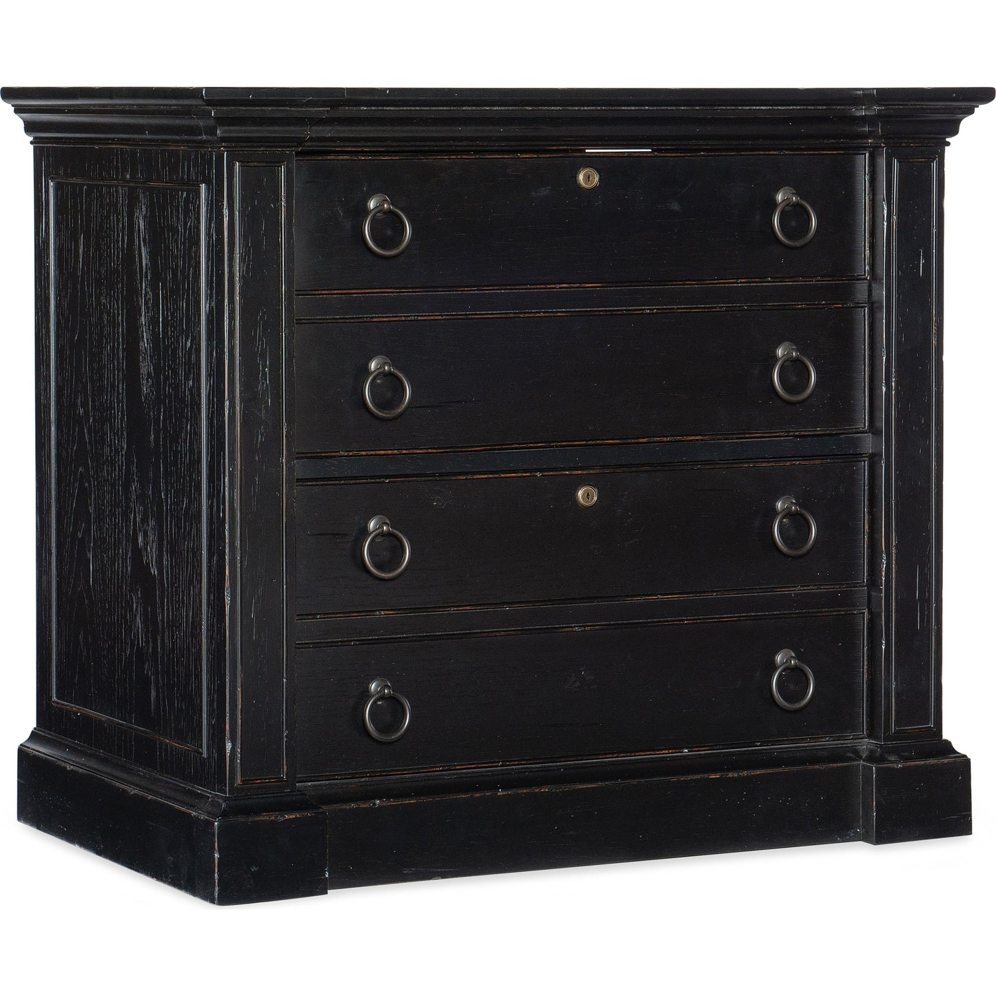 001 SI-1748468 | Additional Silo | Bristowe File Cabinet by Hooker Furniture in tuxedo black. Made from pecan veneers in a unique style.