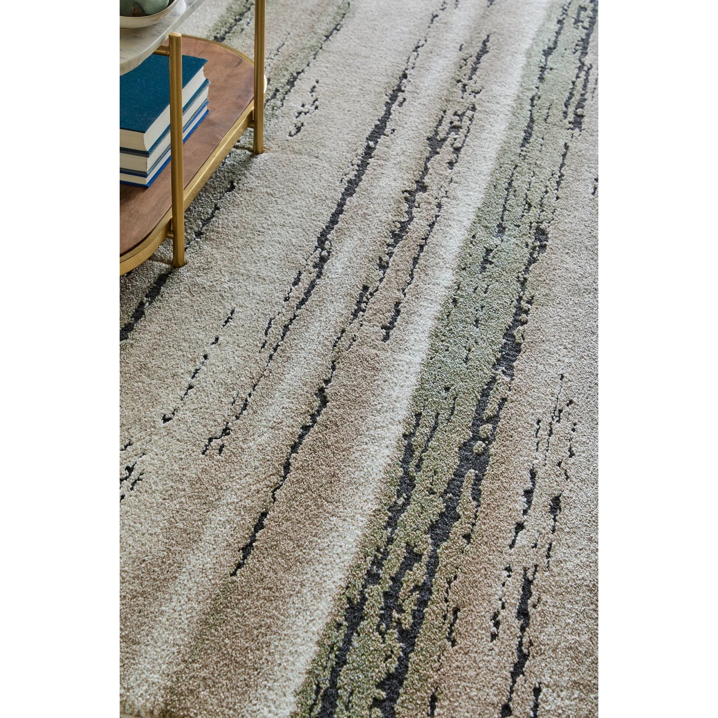 007 SI-2635532,SI-2635533,SI-2635534,SI-2635535,SI-2635536 | Lifestyle | Gilmore Stripes GIL39UQF Rug by Feizy in ivory, gray, green. Made from polypropylene in a unique style.