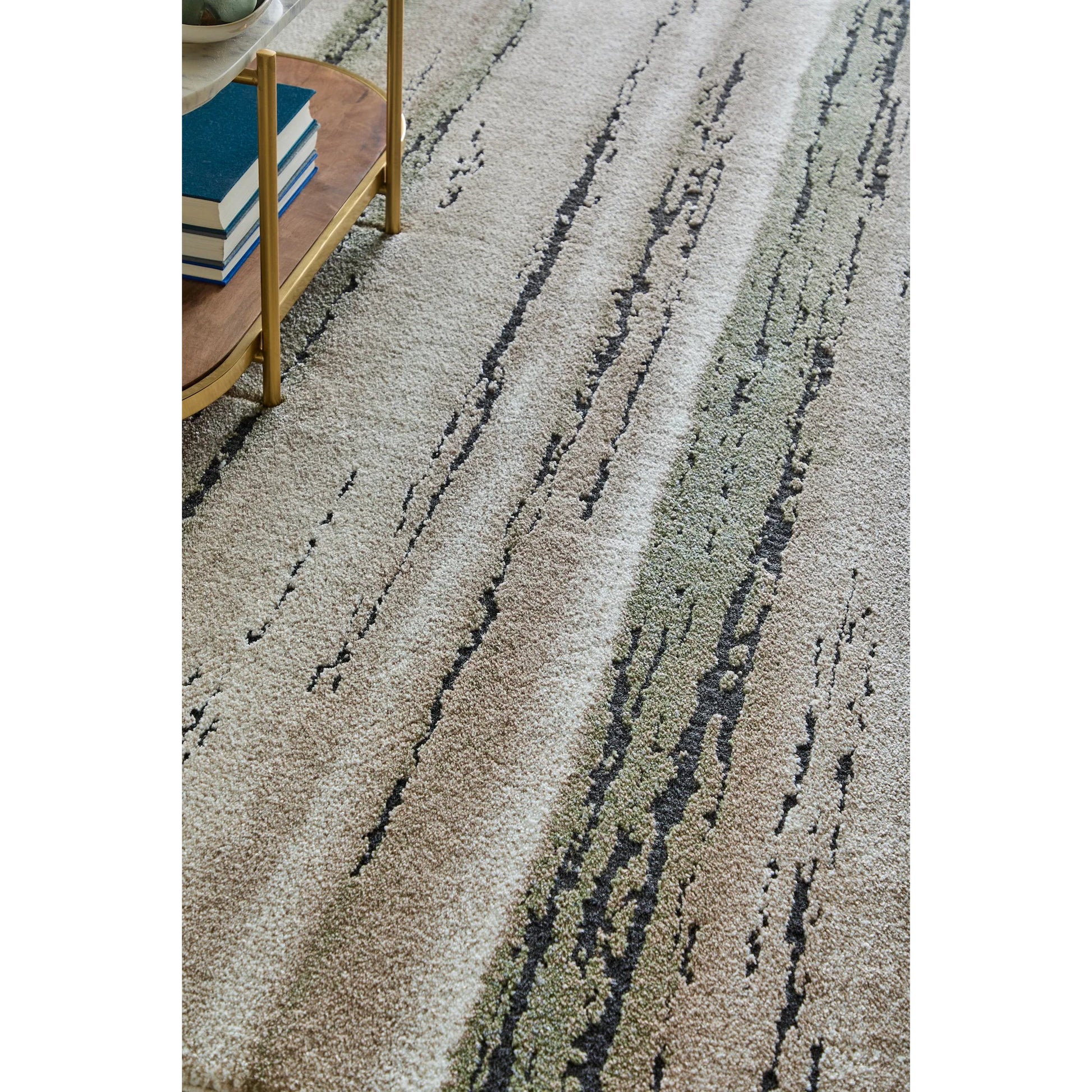 Gilmore Stripes GIL39UQF Rug by Feizy in ivory, gray, green. Made from polypropylene in a unique style.