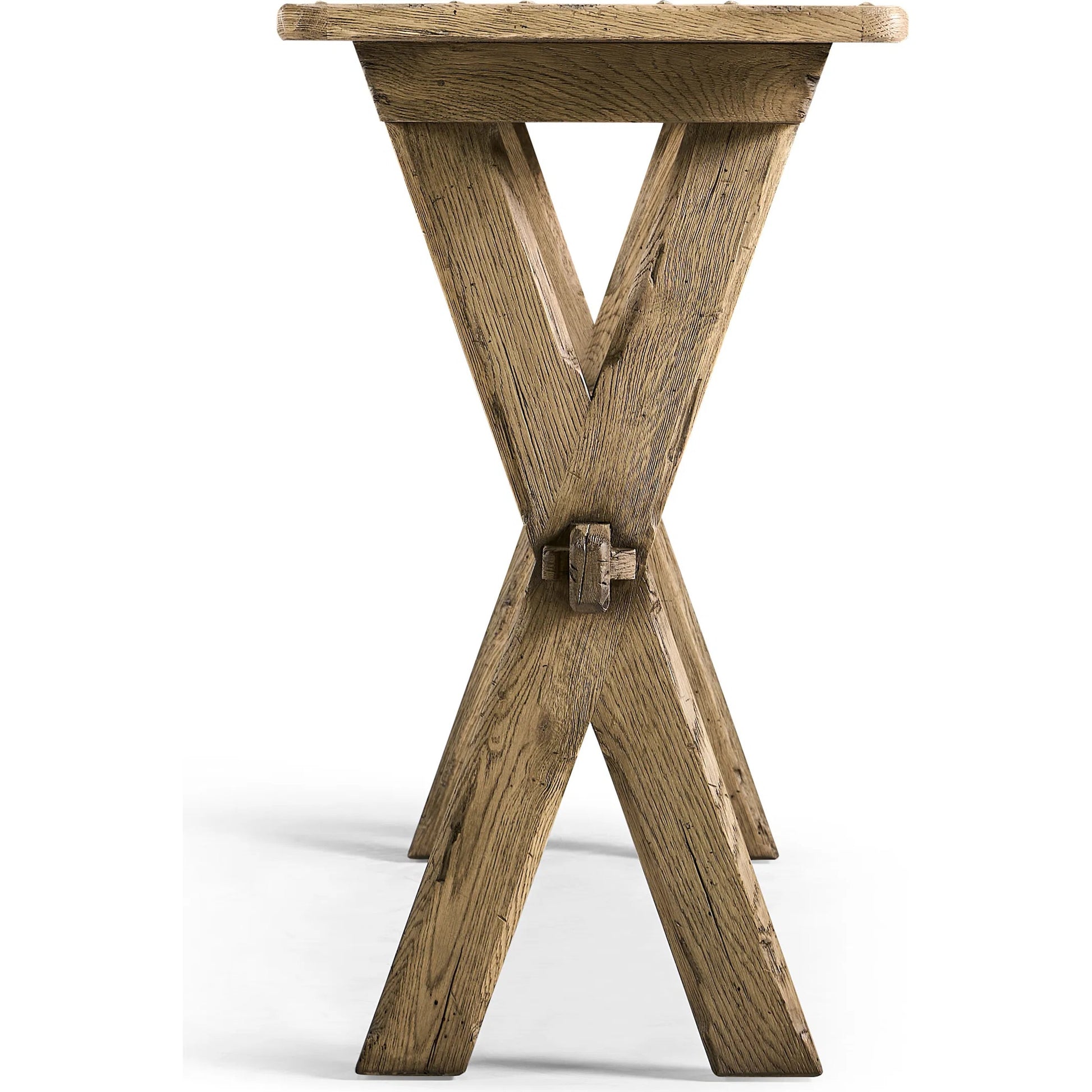 Echo Canyon Console Table by Jonathan Charles in faded oak. Made from oak in a cottage & farmhouse style.