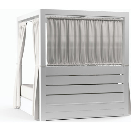 Newport Outdoor Resort King Daybed by Sunset West in whites/creams/beiges. Made from aluminum in a modern style.