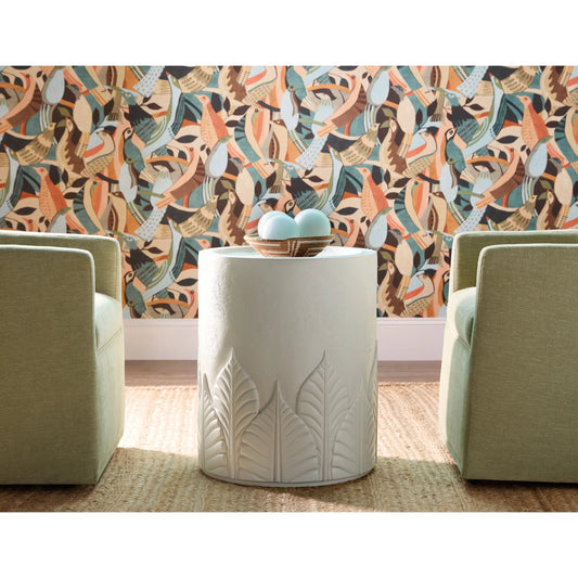 Commerce and Market Amelia Round End Table by Hooker Furniture in white plaster. Made from wood, resin in a unique style.