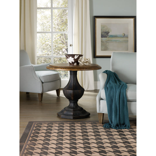 Sanctuary Accent Table by Hooker Furniture in antique hickory, antique coffee. Made from pecky hickory veneers, resin, solid-wood edge top in a traditional style.