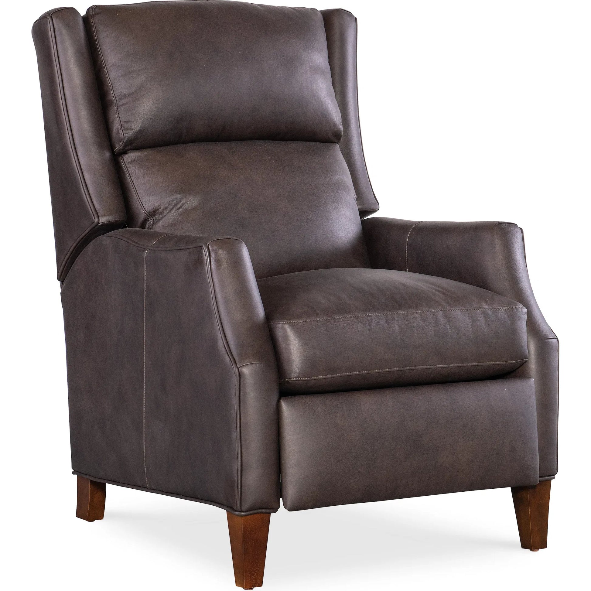 Thomas Recliner by Bradington-Young by Hooker Furniture. Made from leather in a unique style.