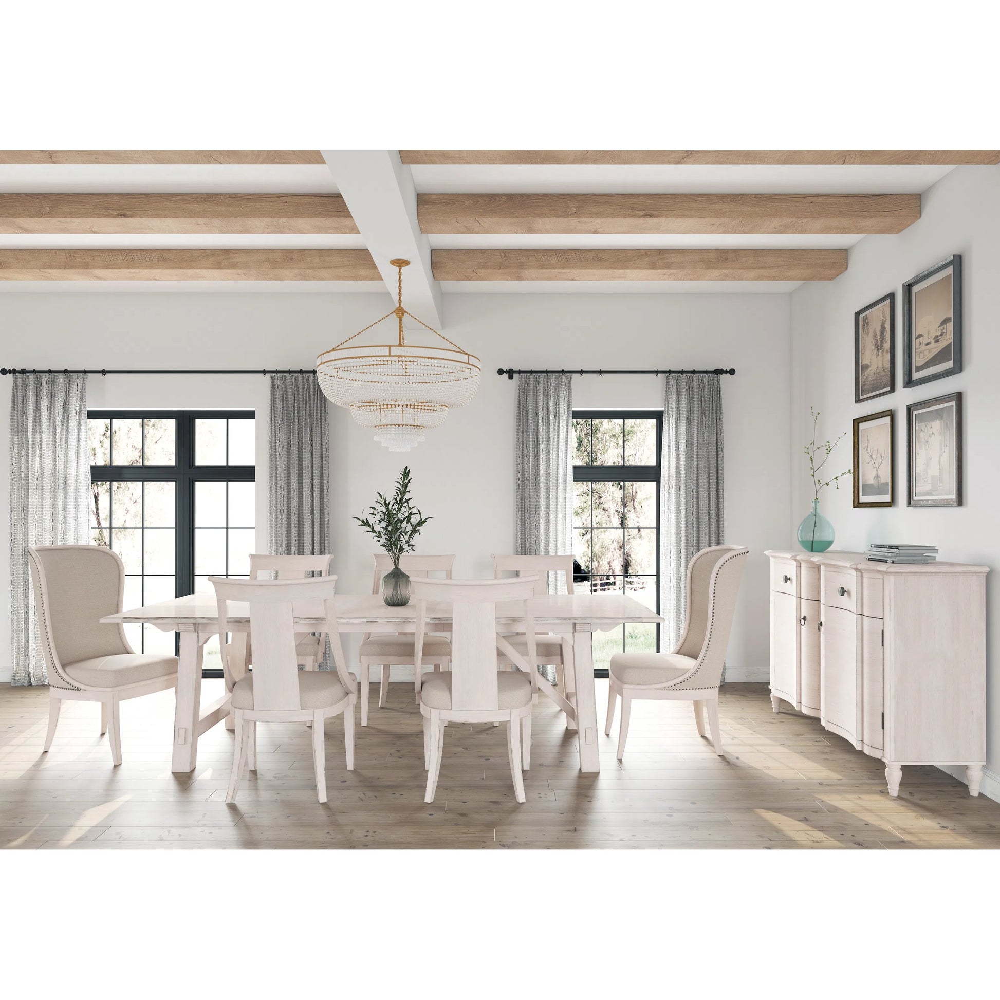 Alcove Buffet by A.R.T. Furniture in belgian ivory. Made from acacia solids, maple veneers in a transitional style.