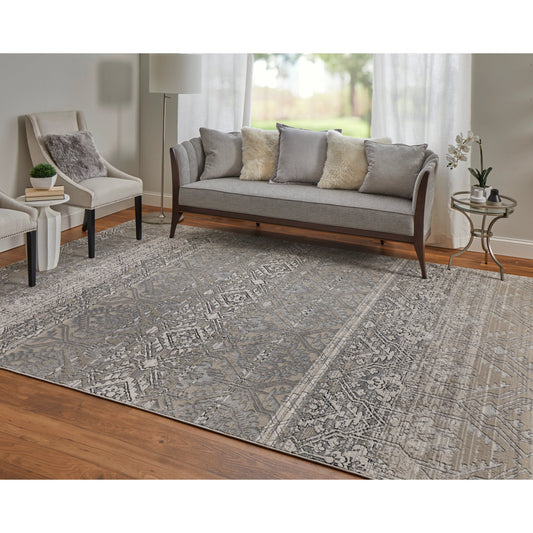 Macklaine Transitional Rug - 39LGF by Feizy in ivory, silver, black. Made from polyester, polypropylene in a unique style.
