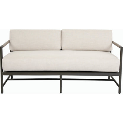 Pietra Outdoor Loveseat by Sunset West in graphite. Made from olefin rope in a modern style.