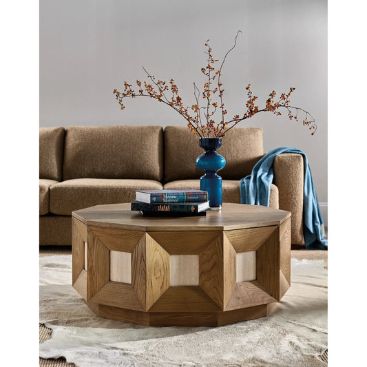 Commerce and Market Haven Cocktail Table by Hooker Furniture in medium wood and natural oak. Made from oak solids, oak veneers, marble in a unique style.