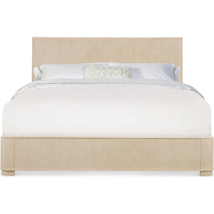 Westwood Panel Bed by Hooker Furniture in light wood and polished limestone. Made from oak veneers in a transitional style.