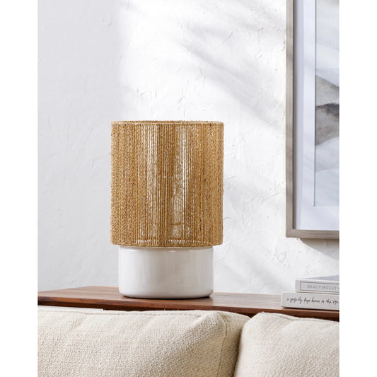 Wayland Accent Table Lamp - 535760 by Livabliss in body: white, shade: beige, cord: translucent and glazed. Made from ceramic, paper in a cottage & farmhouse style.