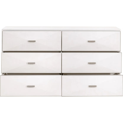 Wynn Shagreen Double Dresser by Essentials For Living in pearl shagreen, brushed stainless steel. Made from faux shagreen resin, solid rubberwood, plywood, mdf, stainless steel in a modern style.