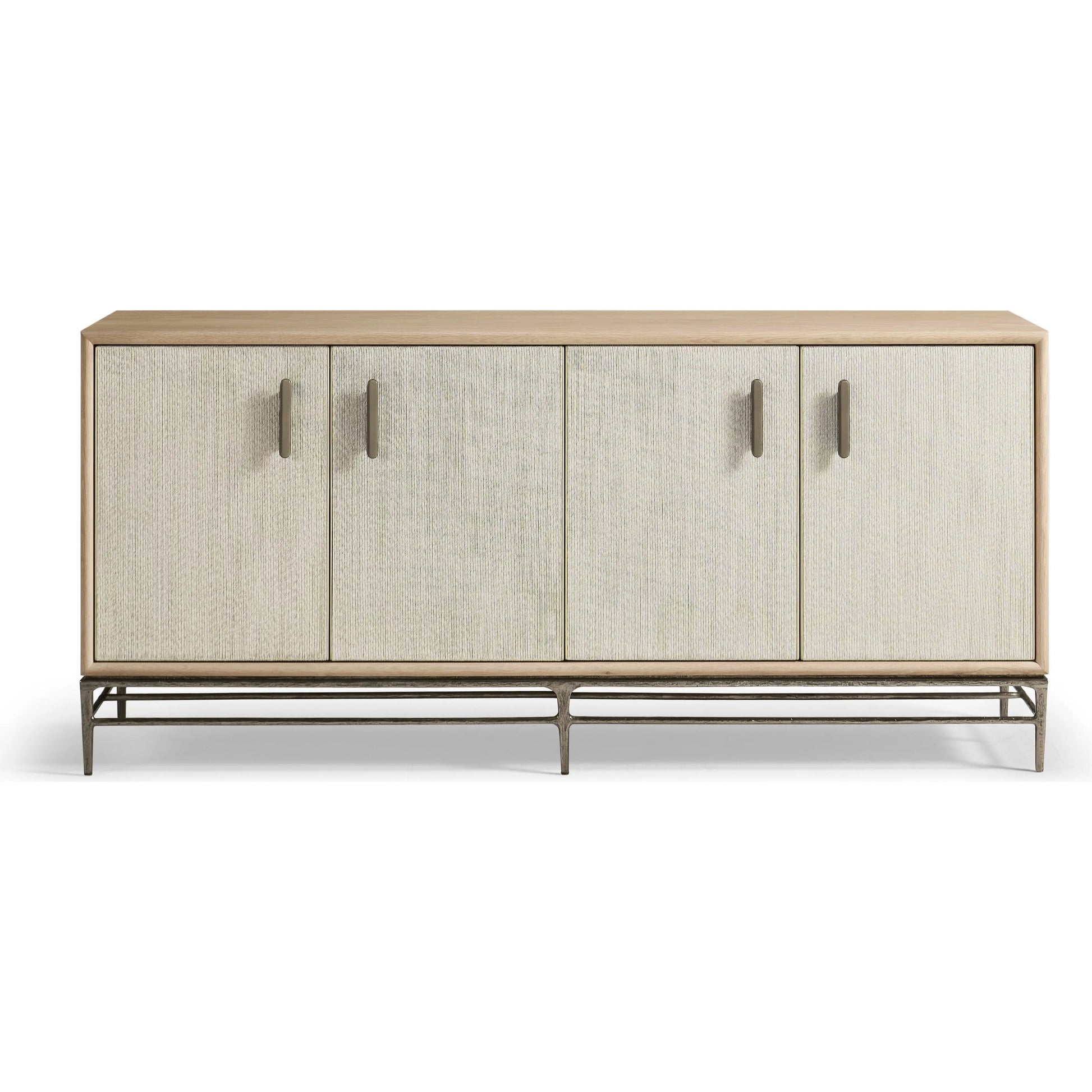 Clapotis Entertainment Console by Jonathan Charles in whitewash cord. Made from main rope in a unique style.