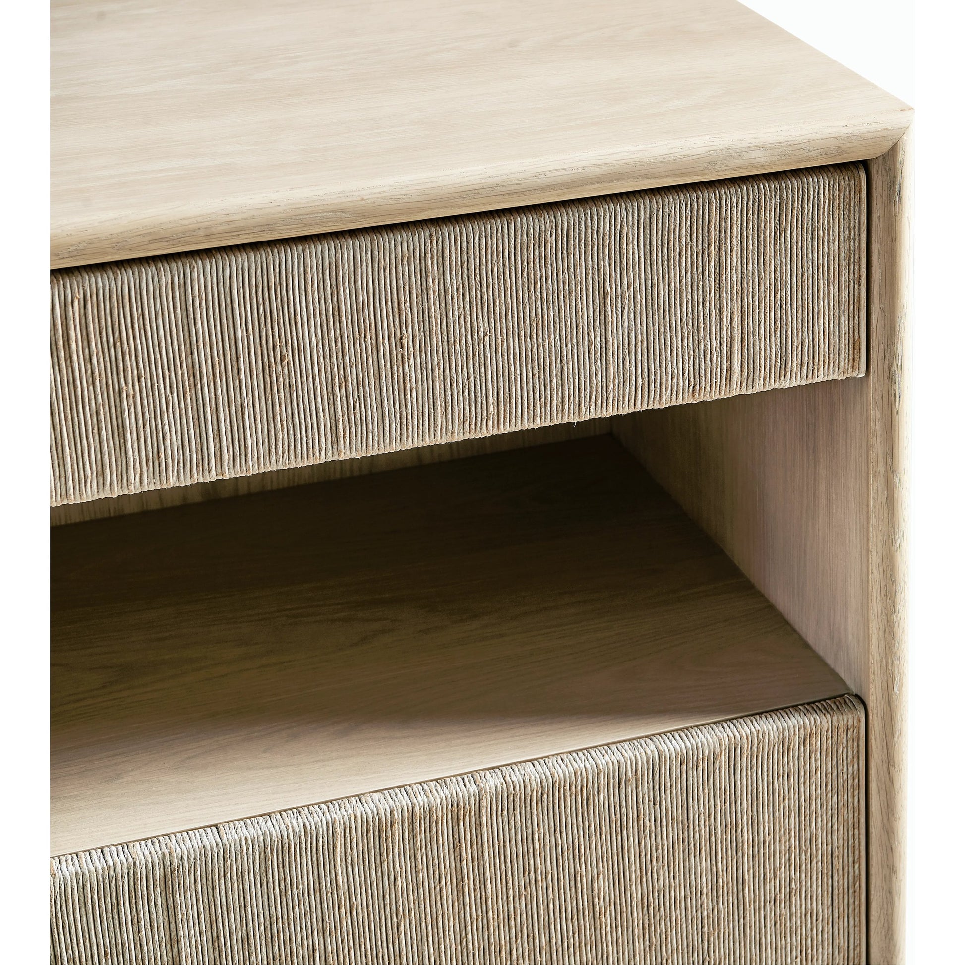 Water Clapotis Danish Cord Nightstand by Jonathan Charles in bleached oak. Made from oak, danish cord, metal in a transitional style.