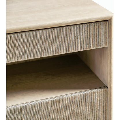 Water Clapotis Danish Cord Nightstand by Jonathan Charles in bleached oak. Made from oak, danish cord, metal in a transitional style.