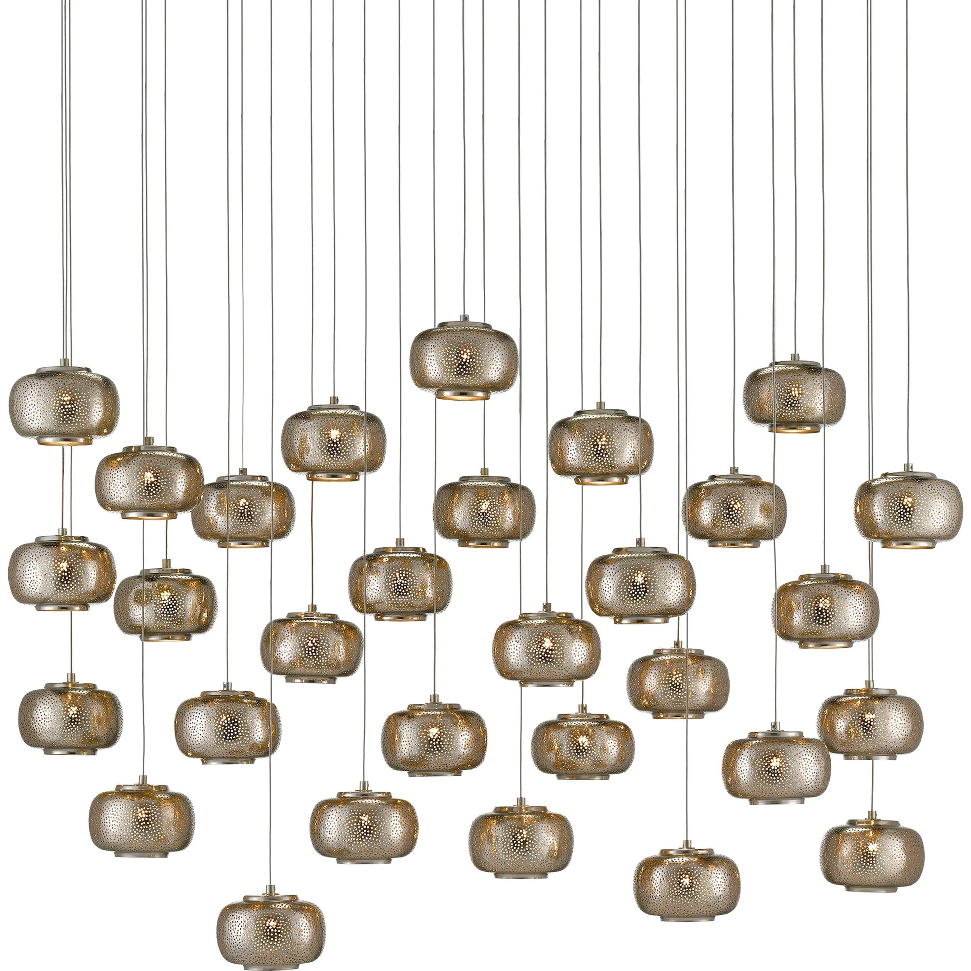 Pepper Linear Pendant by Currey and Company in painted silver, nickel. Made from metal in a modern style.