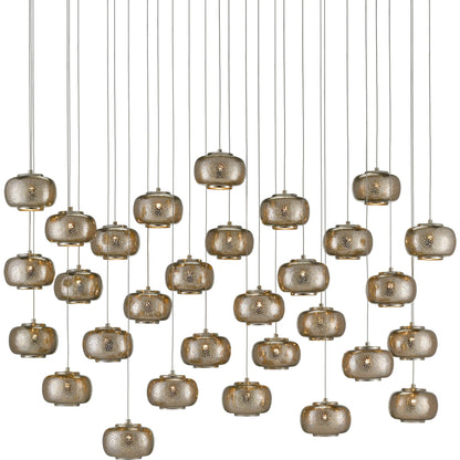 Pepper Linear Pendant by Currey and Company in painted silver, nickel. Made from metal in a modern style.