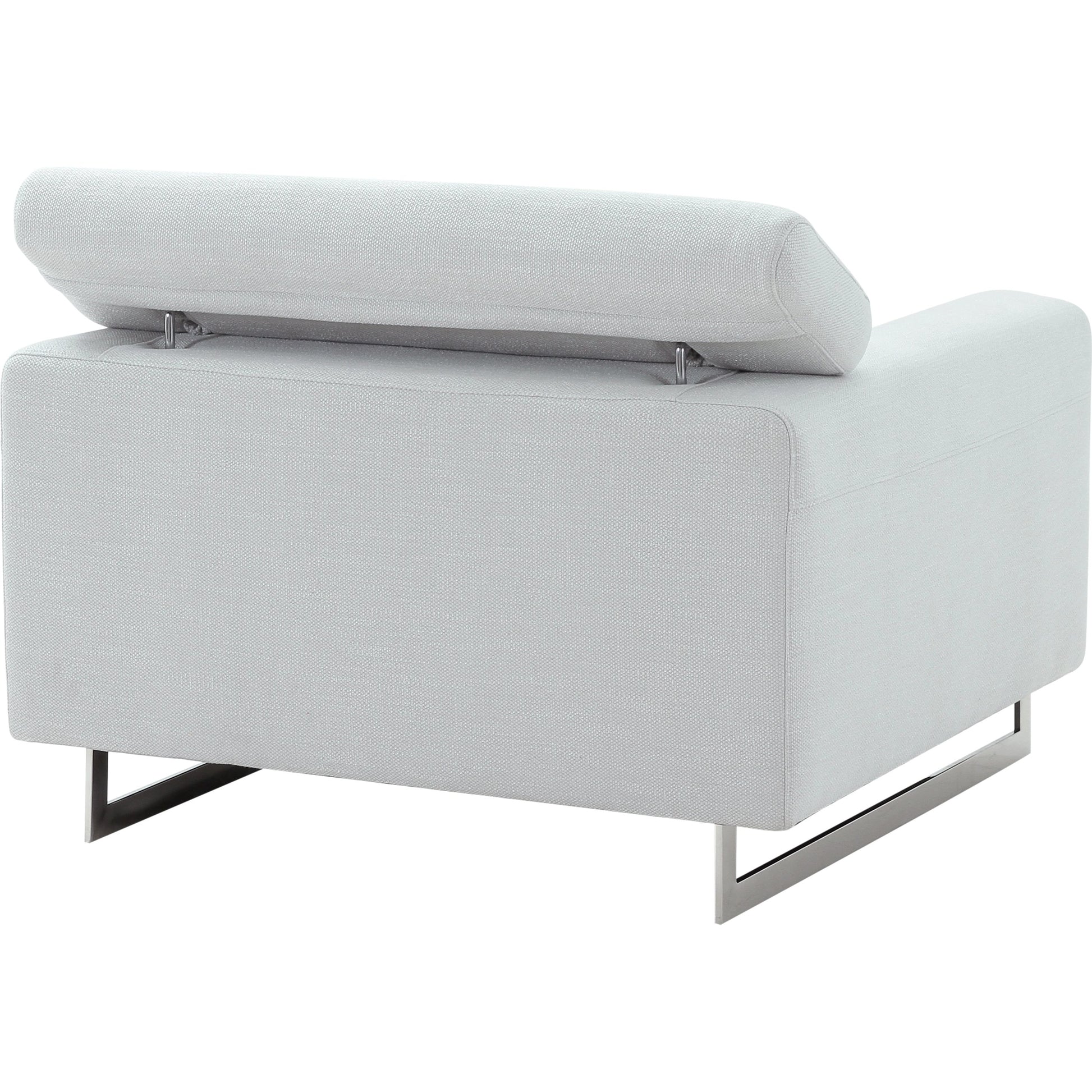 Serena Lounge Chair by Pasargad Home in silver. Made from polyester fabric in a modern style.