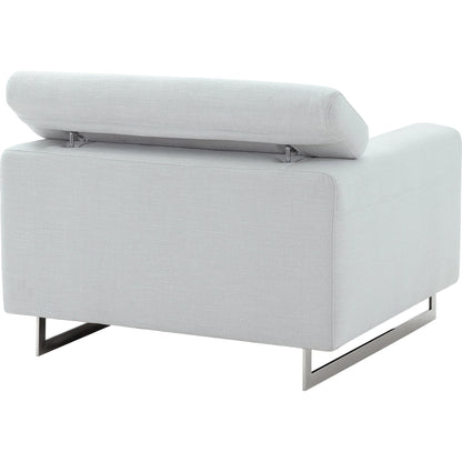 Serena Lounge Chair by Pasargad Home in silver. Made from polyester fabric in a modern style.