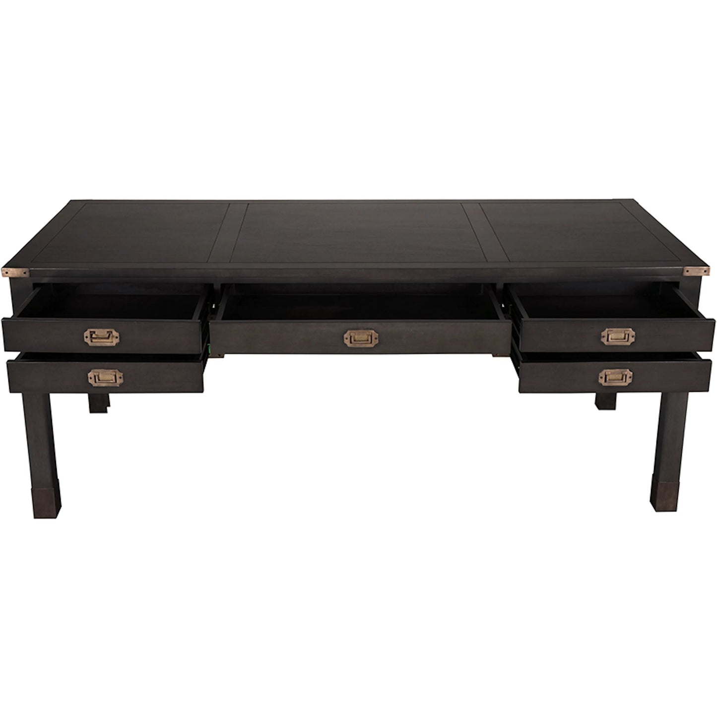 002 SI-2513484 | Additional Silo | Campaign Partner Desk by Noir in pale. Made from mahogany, brass pulls, brass base legs, brass side plates in a traditional style.