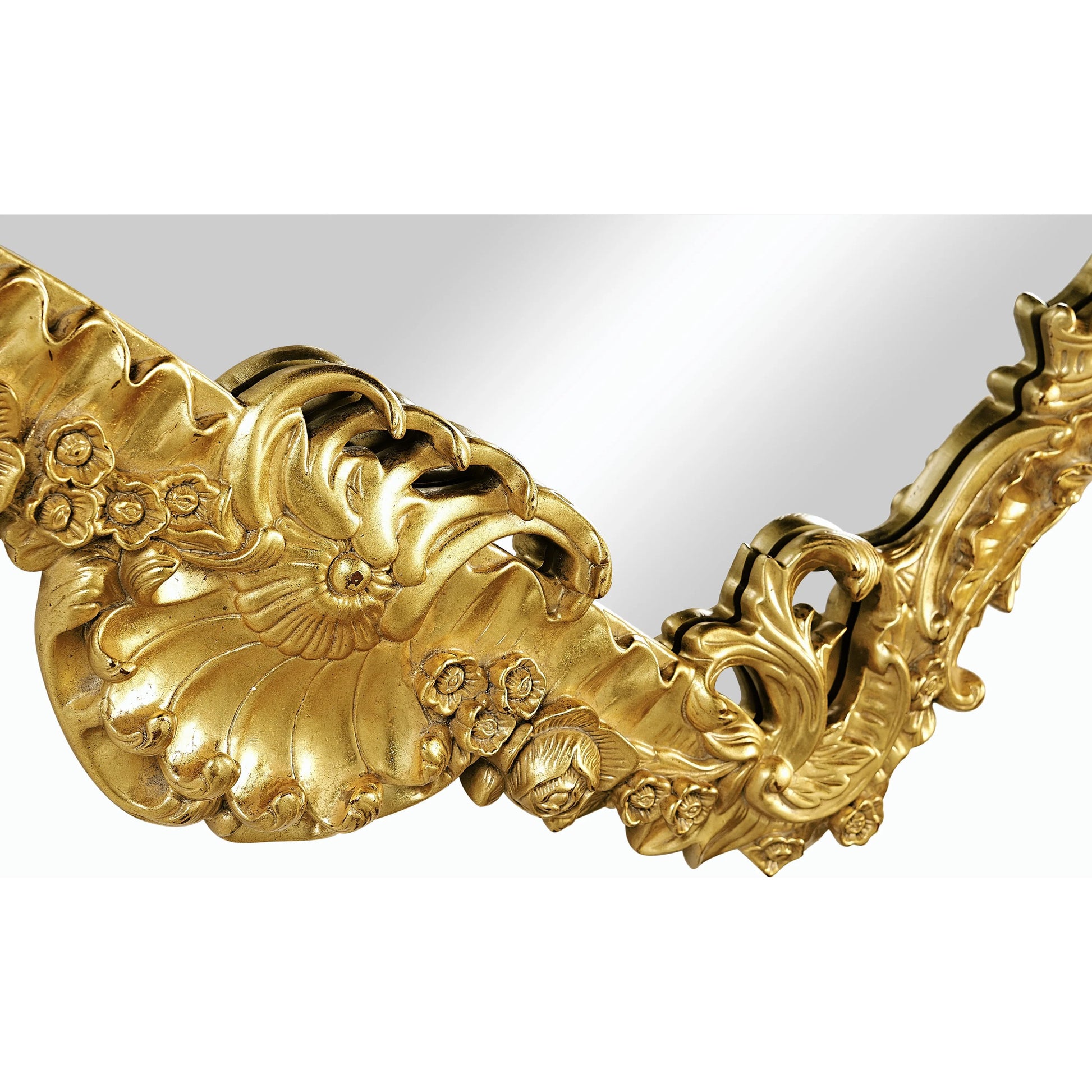 Buckingham Gilded Rococo Style Mirror by Jonathan Charles in gold and light antique gold-leaf. Made from acacia in a traditional style.