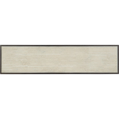 Console Table by Hooker Furniture in dark charcoal. Made from marble, metal in a modern style.