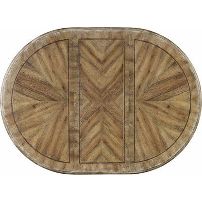 Chatelet Round Dining Table by Hooker Furniture in paris vintage. Made from pecan, walnut, maple veneers, resin, solid-wood edge top in a traditional style.