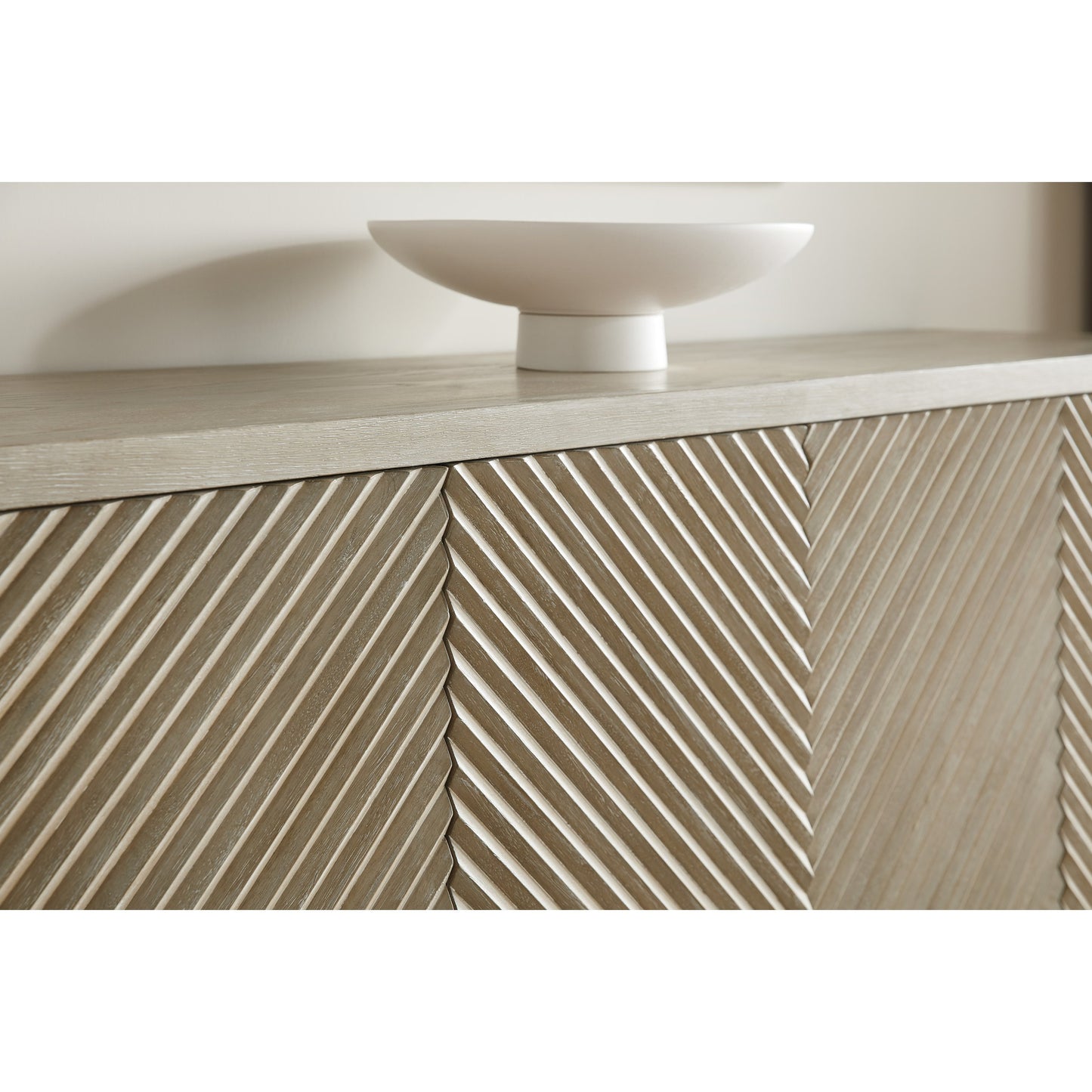 004 SI-1748530 | Closeup | Cascade Sideboard by Hooker Furniture in terrain. Made from oak veneers, resin in a transitional style.