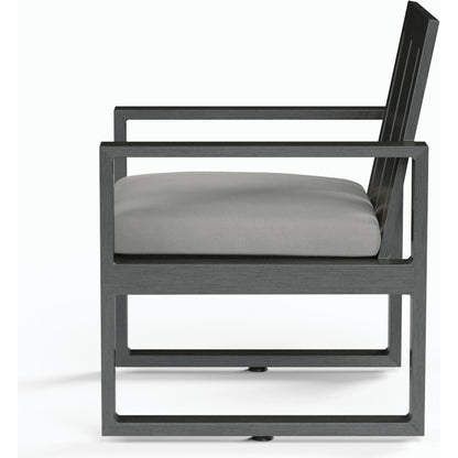 Redondo Outdoor Armless Dining Chair by Sunset West in grays. Made from aluminum in a modern style.