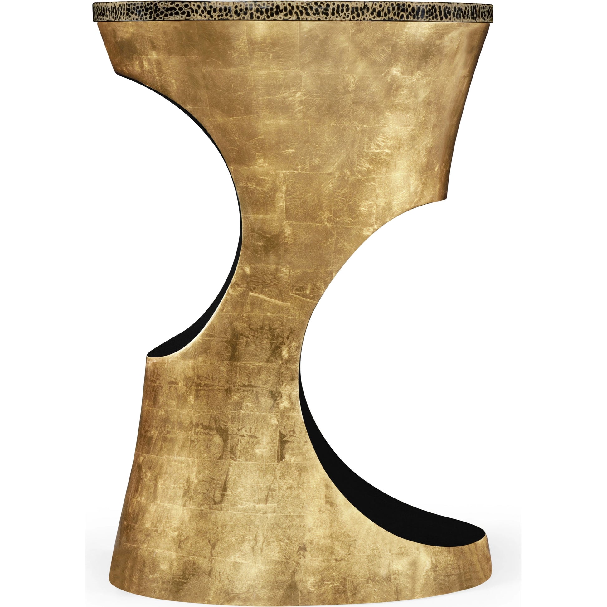 Eclectic Round Cut-Out Lamp Table by Jonathan Charles in dalmatian eggshell. Made from resin in a modern style.