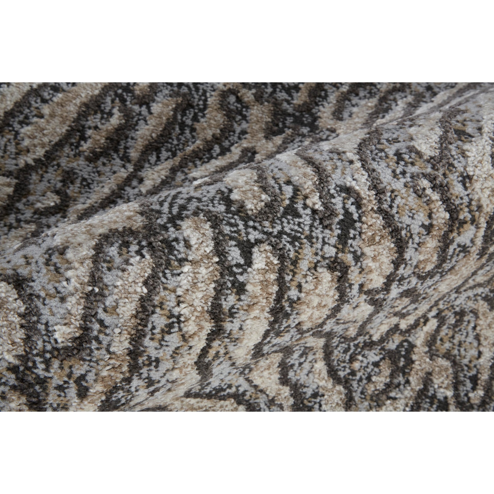 Vancouver Transitional Rug - 39FJF by Feizy in gray, taupe, ivory. Made from 74% polypropylene frieze, 26% high bulk polyester in a unique style.