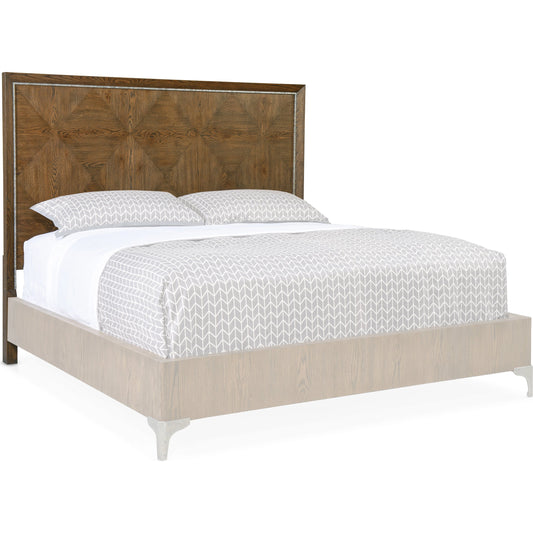 Chapman Panel Headboard by Hooker Furniture in sorrel. Made from white oak veneers, metal in a transitional style.