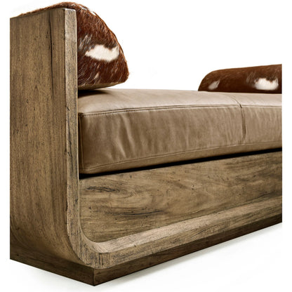 Stone Ridge Leather & Hide Daybed by Jonathan Charles in tully light acacia. Made from acacia veneer in a cottage & farmhouse style.