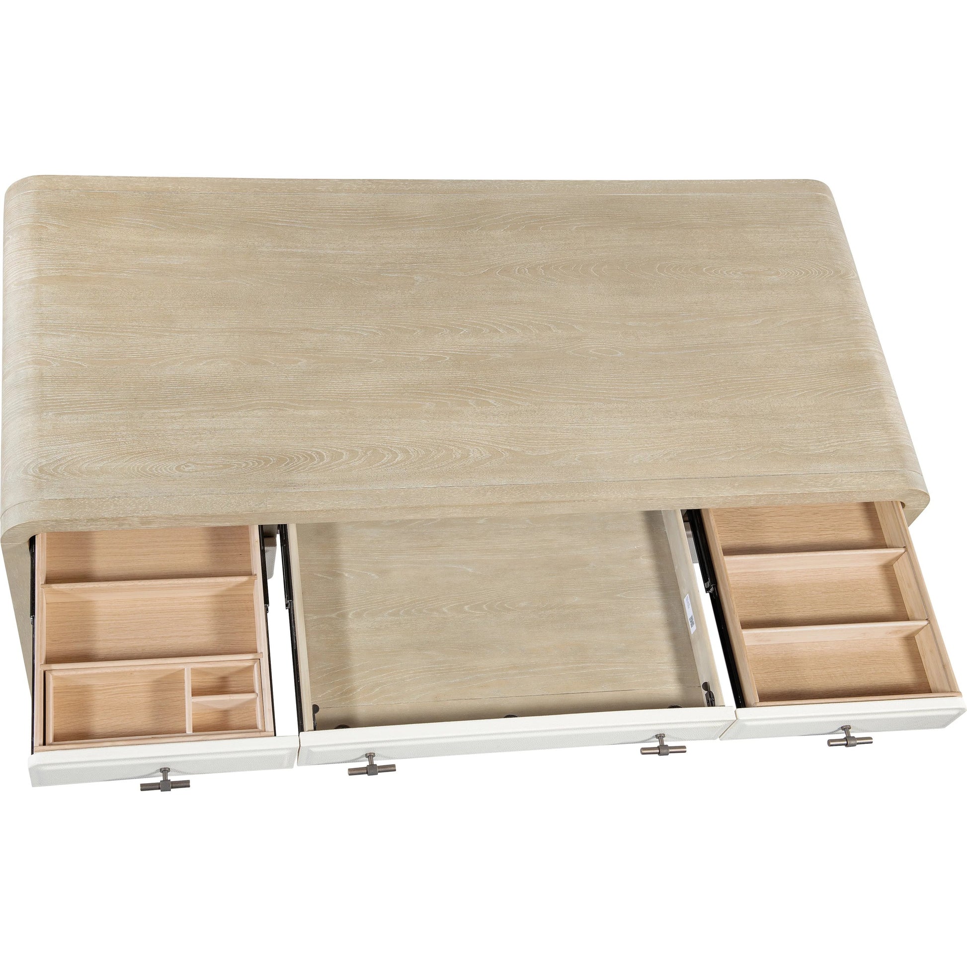 Brixton Writing Desk by Hooker Furniture in light wood and pebble hue. Made from elm veneers in a transitional style.
