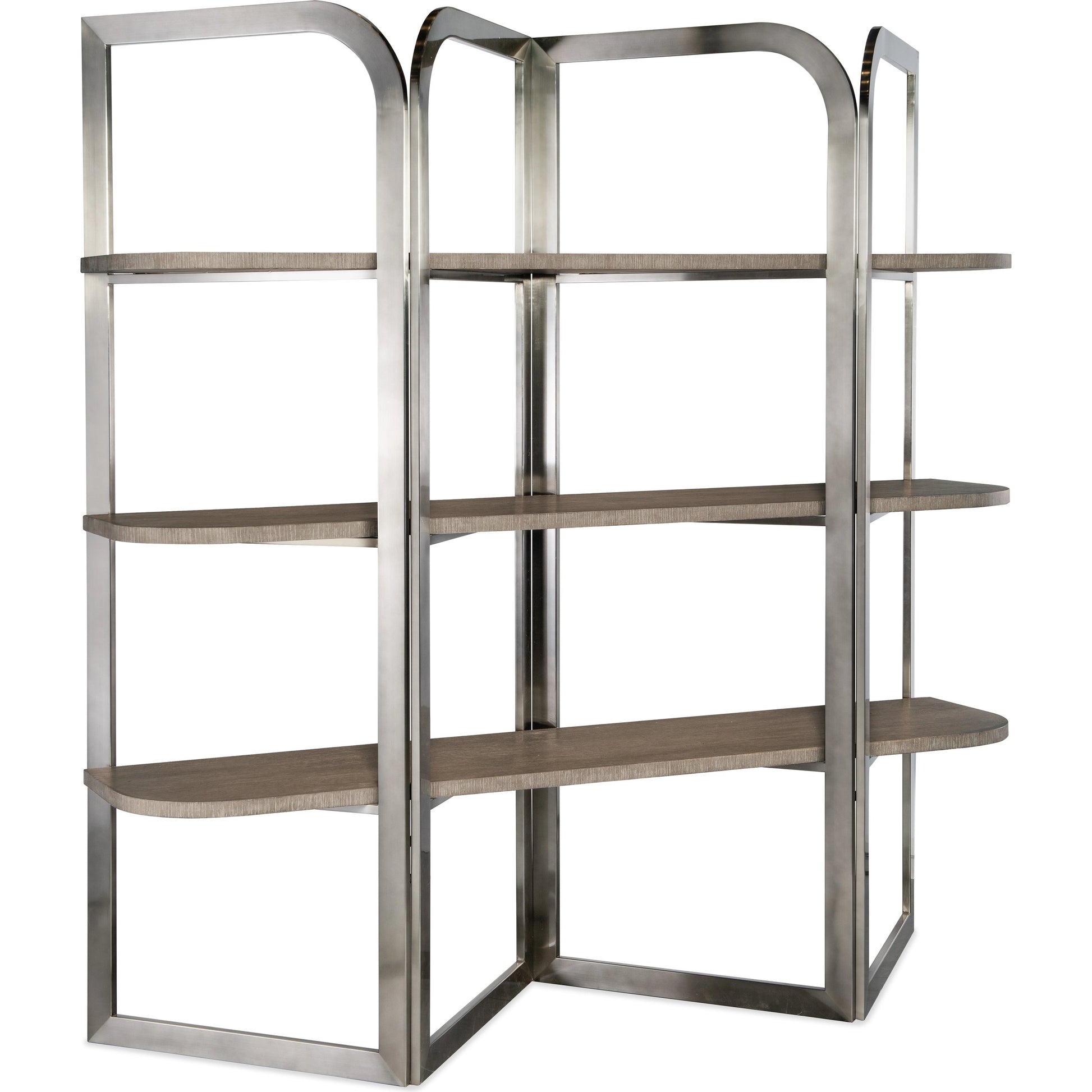 Modern Mood Etagere by Hooker Furniture. Made from oak veneers, metal in a modern style.