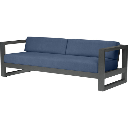 Redondo Outdoor Sofa by Sunset West in grays. Made from aluminum in a modern style.