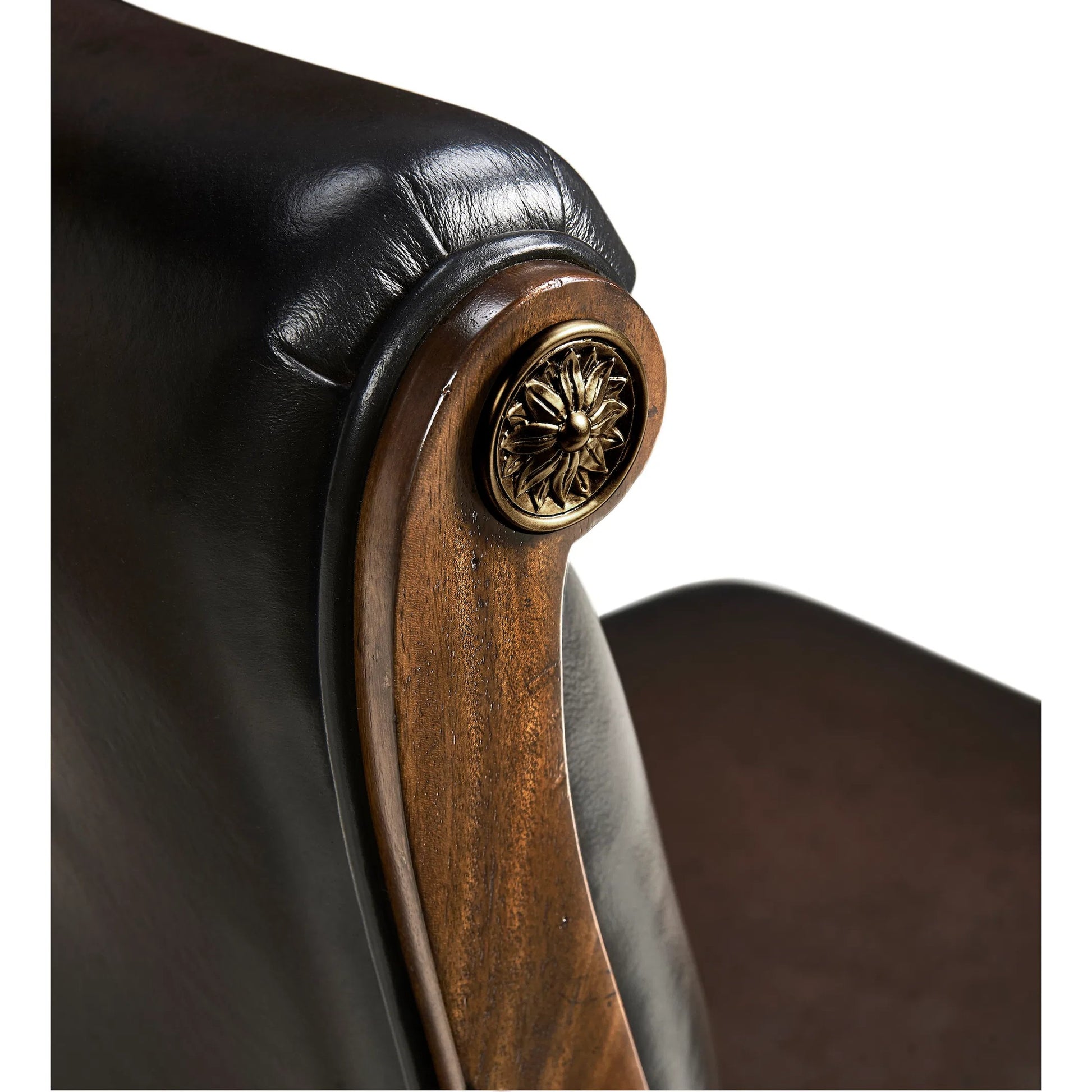 Viceroy Side Chair by Jonathan Charles in viceroy brown santos. Made from local mahogany, leather, brass in a traditional style.