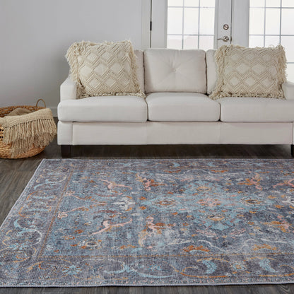 Percy Transitional Rug - 39AFF by Feizy in blue, gray, orange. Made from polyester in a unique style.