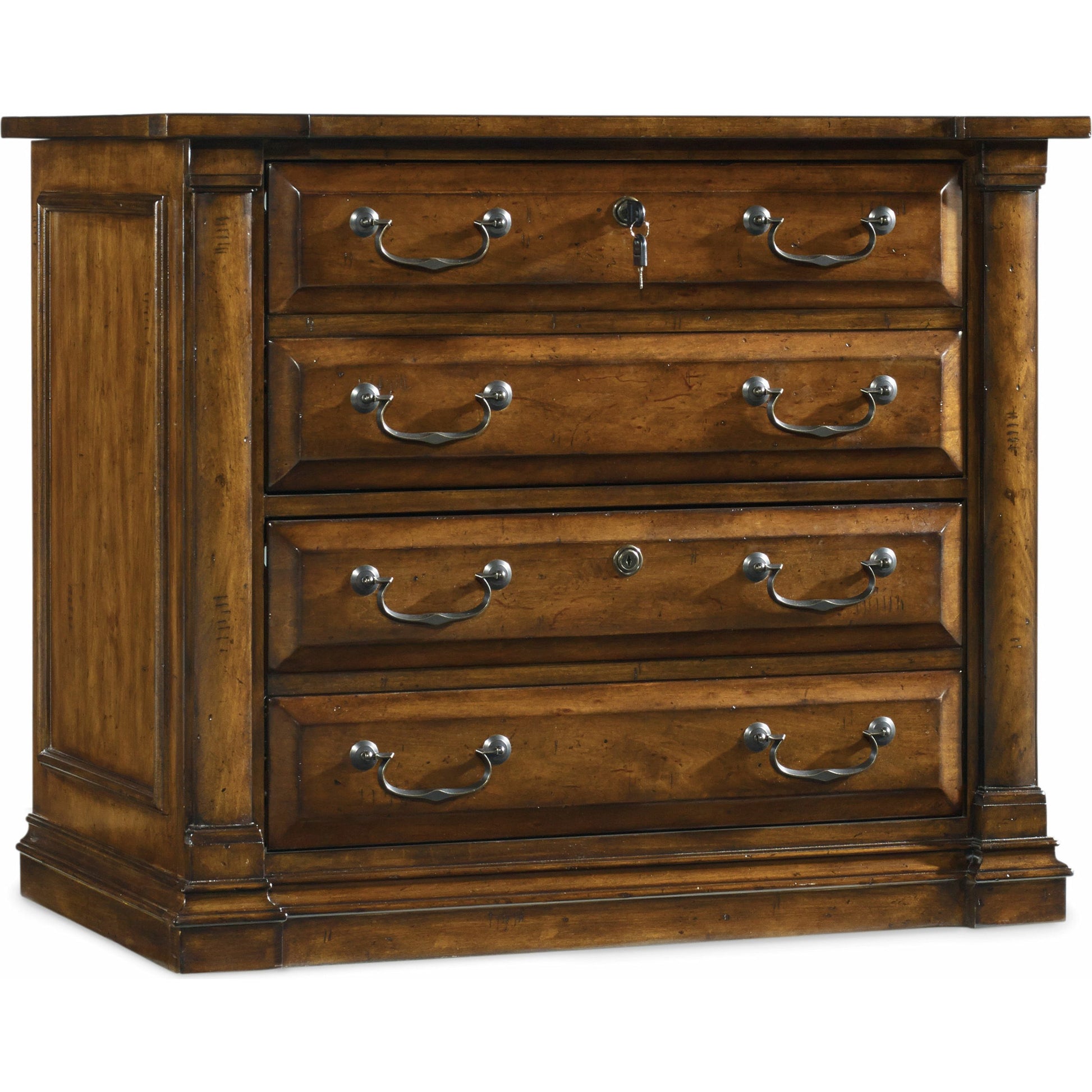 Tynecastle Lateral File Cabinet by Hooker Furniture in chestnut. Made from alder veneers in a traditional style.