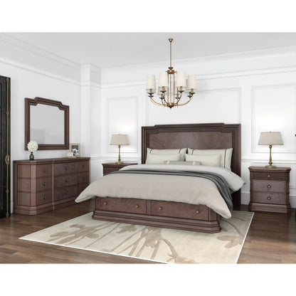 Revival Panel Storage Bed by A.R.T. Furniture in napa mahogany. Made from rubberwood solids, quarter mahogany veneer, resin, metal in a traditional style.