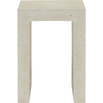 Carson Accent Table by Currey and Company in ivory terrazzo. Made from concrete, stone, shell in a modern style.