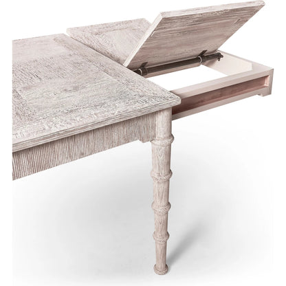 100" Bywater Extending Dining Table by Jonathan Charles in washed acacia. Made from acacia in a transitional style.